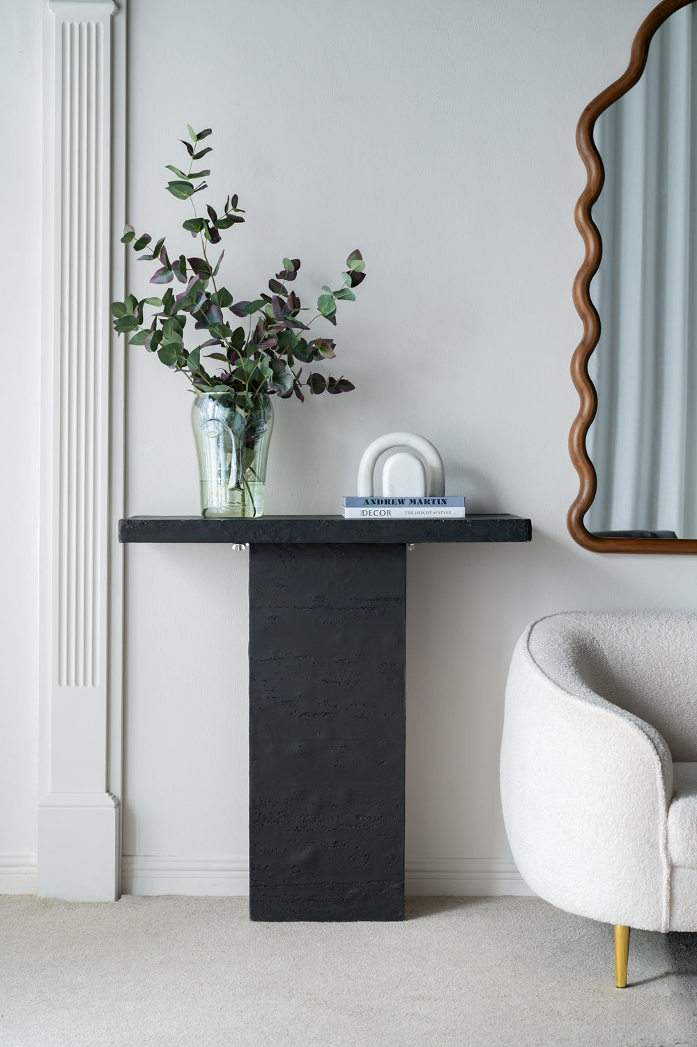 35.5X14X35.5" Black Square Coffee Table With Pedestal Base Black Primary Living Space Contemporary,Industrial,Minimalist,Modern,Ultra Modern Magnesium Oxide