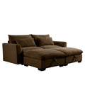 Corduroy Two Seater Sofa With 2 Storage Footrest, 2 Seater Sectional Deep Seat Sofa,Comfy Couches For Living Room ,Brown Sofa Brown Corduroy 2 Seat