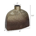 Pece 8 Inch Aluminum Decorative Vase, Webbed Design, Square Base, Gold Gold Aluminum