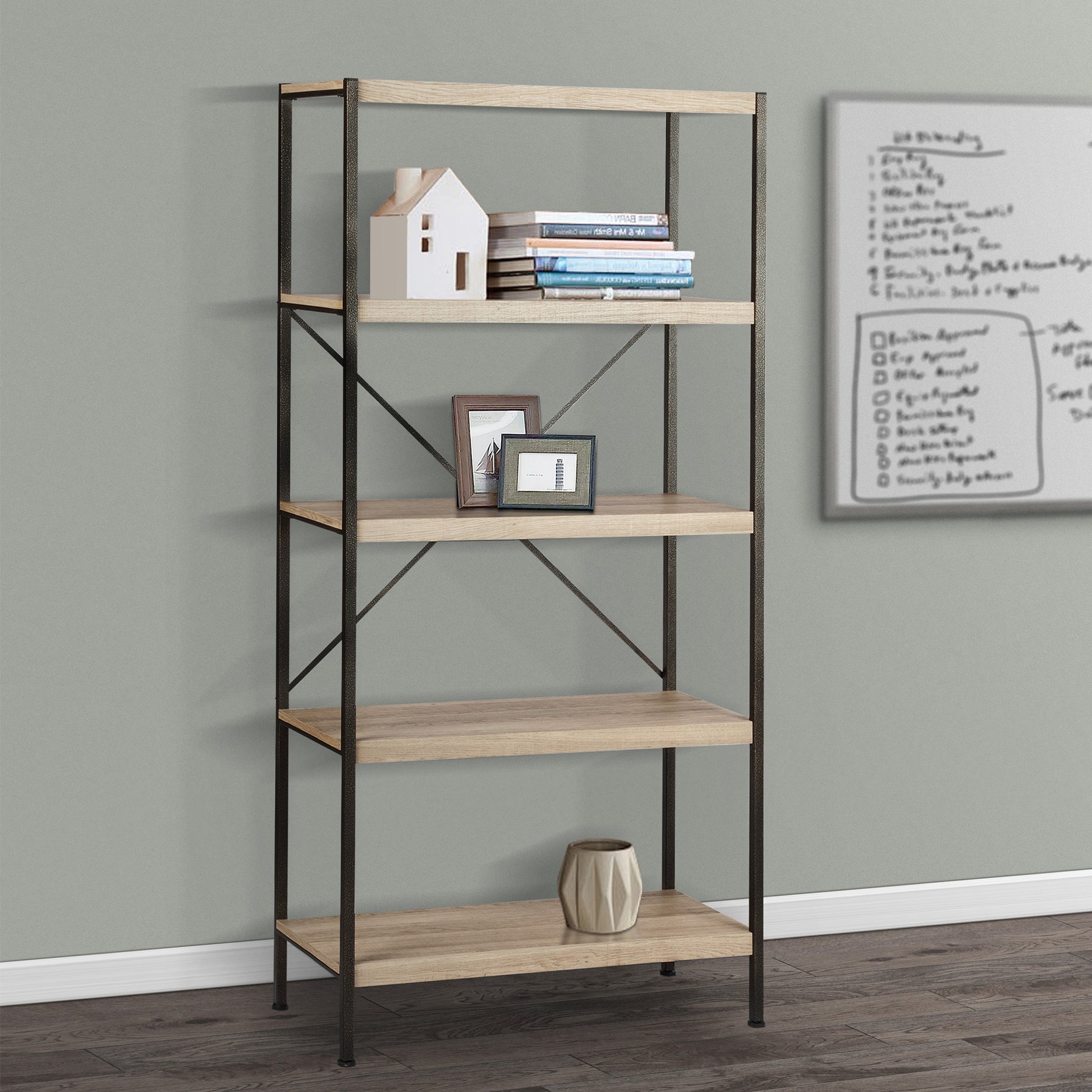 Bookcase "Sleek Light Oak Bookcase Contemporary Wood Shelves For Versatile Storage And Display" Light Oak Solid Wood