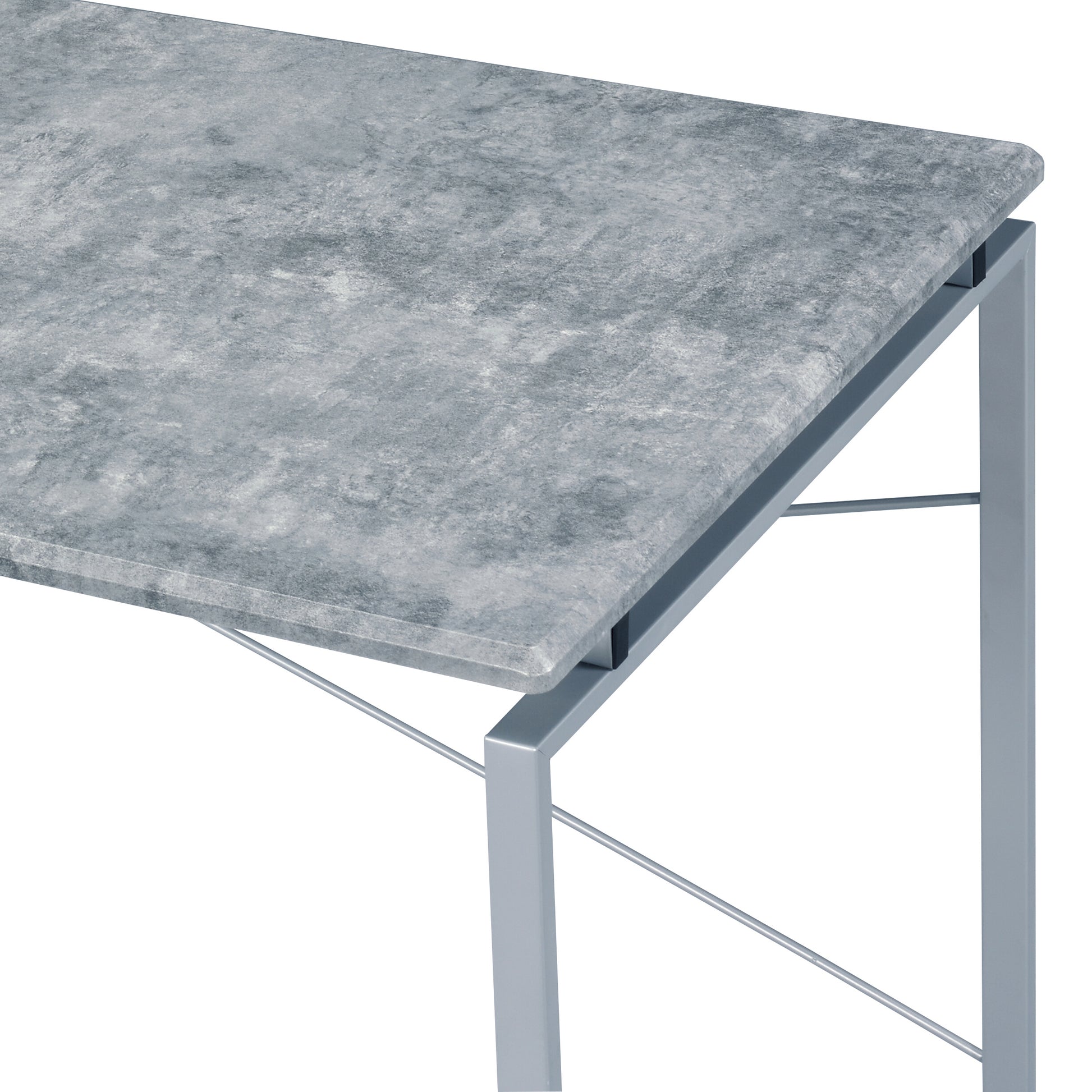 Jurgen Faux Concrete & Silver Finish Writing Desk Gray,Silver Metal,Synthetic Wood