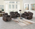Power Motion Sofa 1Pc Contemporary Brown Color Gelstorage Arms W Cup Holder Living Room Furniture Brown Faux Leather Primary Living Space Cushion Back Contemporary,Modern Pillow Top Arms Metal & Wood 3 Seat