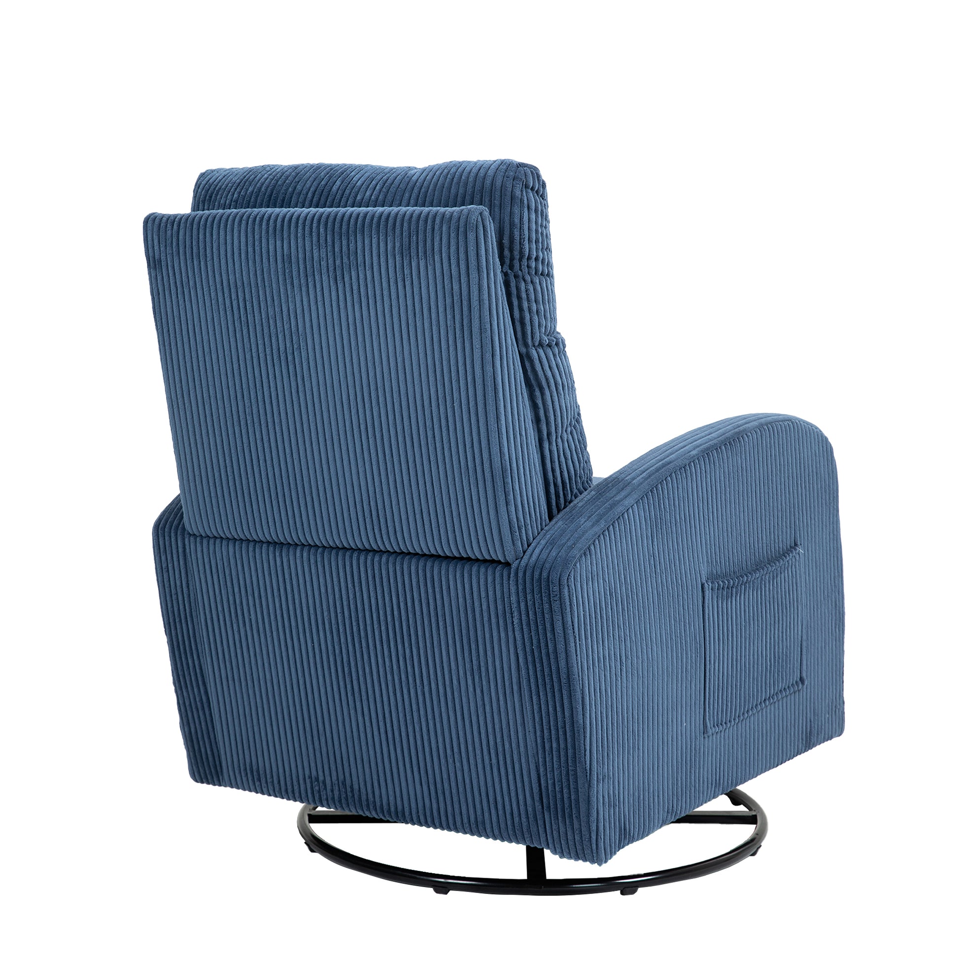 Jiada Upholstered Swivel Glider.Flannel Fabric.Rocking Chair For Nursery In Navy Blue.Modern Style One Left Bag Navy Blue Primary Living Space Foam Fabric Metal