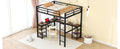 Full Metal Loft Bed With Desk And Shelves, Loft Bed With Ladder And Guardrails, Loft Bed Frame For Bedroom, Black With Vintage Wood Colored Desk Old Sku: W1307S00022 Full Black Metal