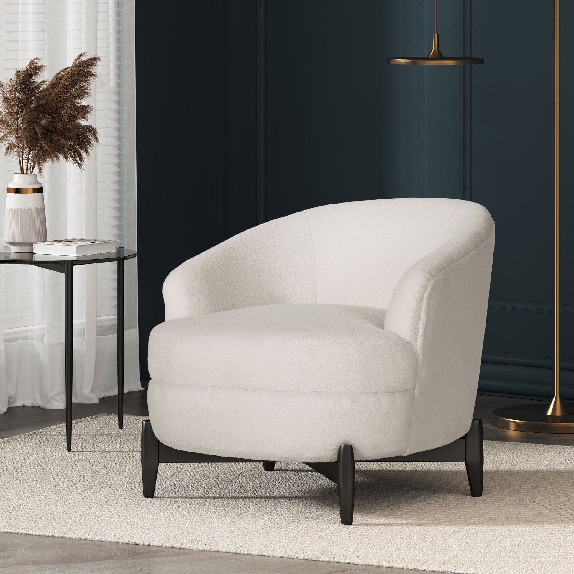 Club Chair White Fabric