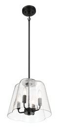 Soiree Four Candle Lights Pendant With Clear Glass Black Finish Black,Clear Ceiling Lights Glass,Metal