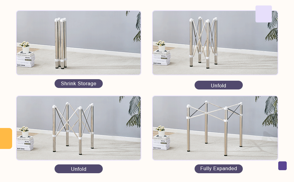 Simple Silver Stainless Steel Folding Table Frame Multifunctional, Space Saving.Folding Table Frame,Silver Stainless Steel Material,Only Table Leg.5.5*5.5*28.7 26.3*26.3*28.7 Inch. Silver Metal