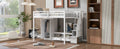 Full Size Loft Bed Frame With Wardrobe,Low Storage Table And Storage Staircase,White Gray White Solid Wood Mdf