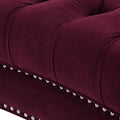 La Rosa Victorian Chesterfield Loveseat, Burdy Velvet Burgundy Foam Velvet