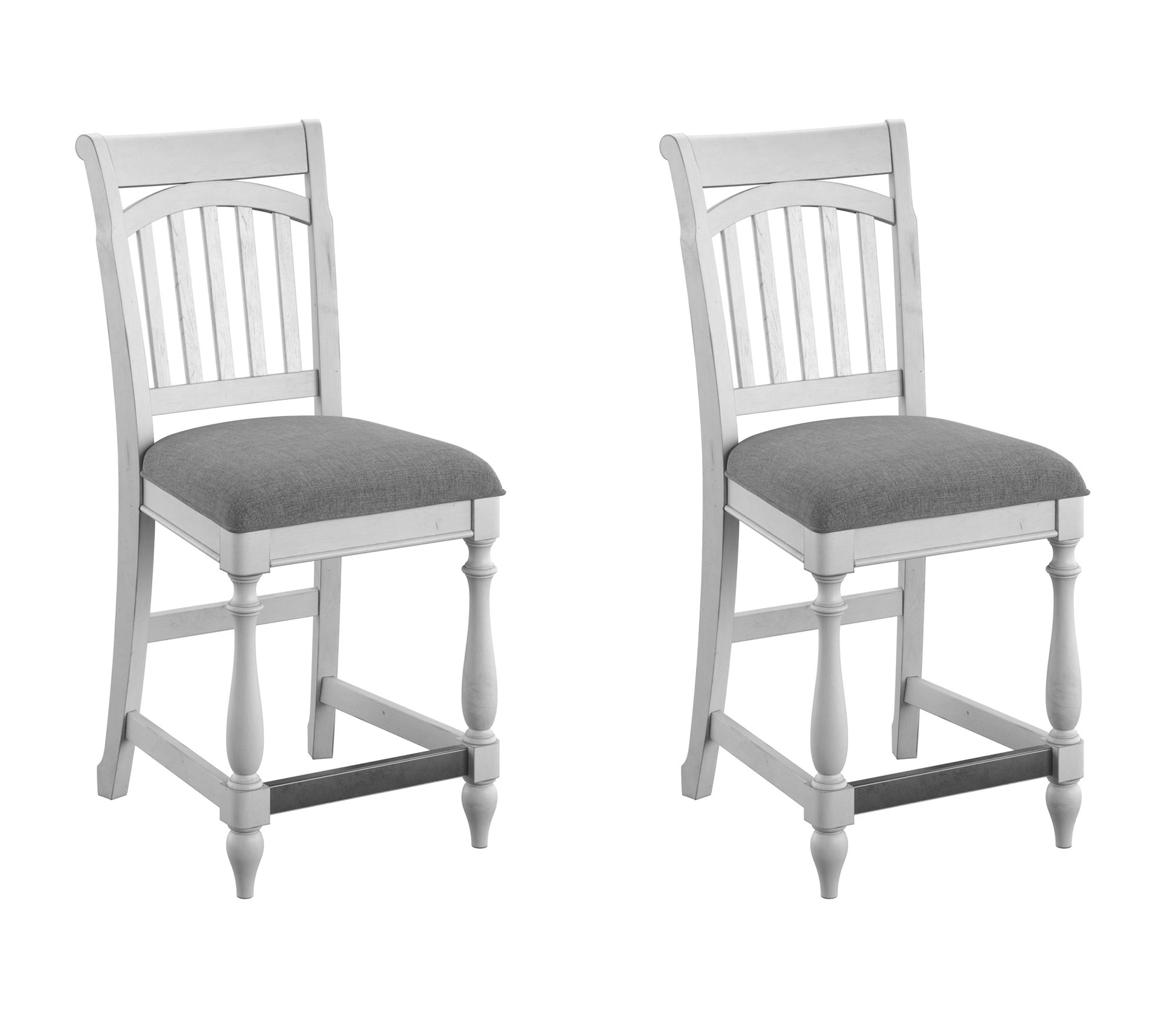 Mariano Gray Slat Back Barstools, Set Of 2 Gray Solid Wood