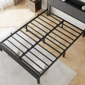 Queen Size Bed Frame, Storage Headboard With Charging Station, Solid And Stable, Noise Free, No Box Spring Needed, Easy Assembly Box Spring Not Required Queen Black Iron Bedroom Bed Frame Metal & Wood