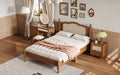 3 Pieces Bedroom Set With Full Size Wooden Bed Frame, 1 Vintage Nightstand And 1 Makeup Vanity Set With Stool,Walnut Expected Arrival Time: 08.23 Full Walnut 3 Piece Set Wood