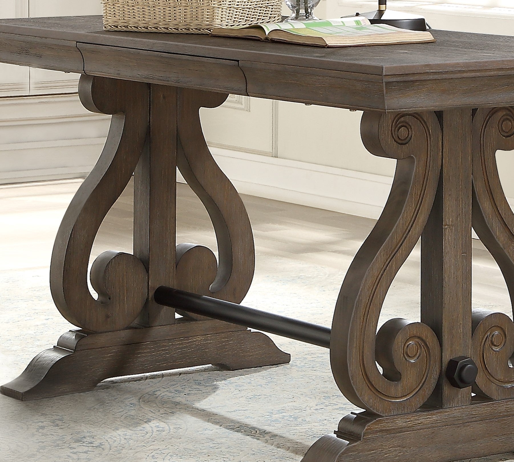 Dark Oak Finish 1Pc Durable Writing Desk With Hidden Drawer Classic Traditional Wooden Home Office Furniture Dark Oak Writting Desk Office Rectangular Drawers Wood