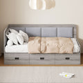 Twin Size Daybed With Three Drawers And Three Storage Compartments, Gray Twin Gray Mdf