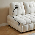 Modern Sofa Velvet Pull Out Bed,Independently Removable Backrest, Have Usb Port And Swivel Phone Stand ,Beige Beige Wood Velvet 2 Seat