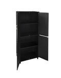 4 Door Cabinet, With 4 Adjustable Inner Shelves, Storage Cabinet Black Mdf