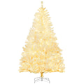 Homcom 6Ft Tall Prelit Artificial Christmas Tree Holiday D Cor With 638 Branches, 220 Warm White Led Lights, Auto Open, White White Plastic