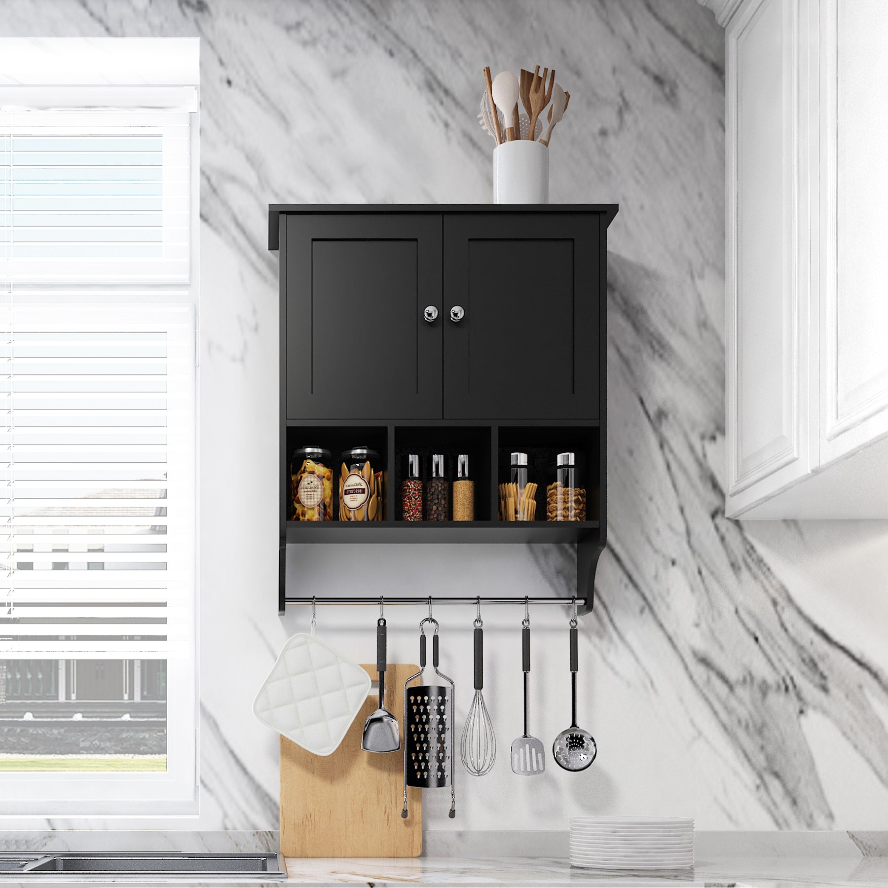 Bathroom Cabinet Black Particle Board