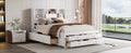 Queen Size Platform Bed With Storage Headboard And 8 Drawers, White Box Spring Not Required Queen White Wood Bedroom Bed Frame Solid Wood Mdf