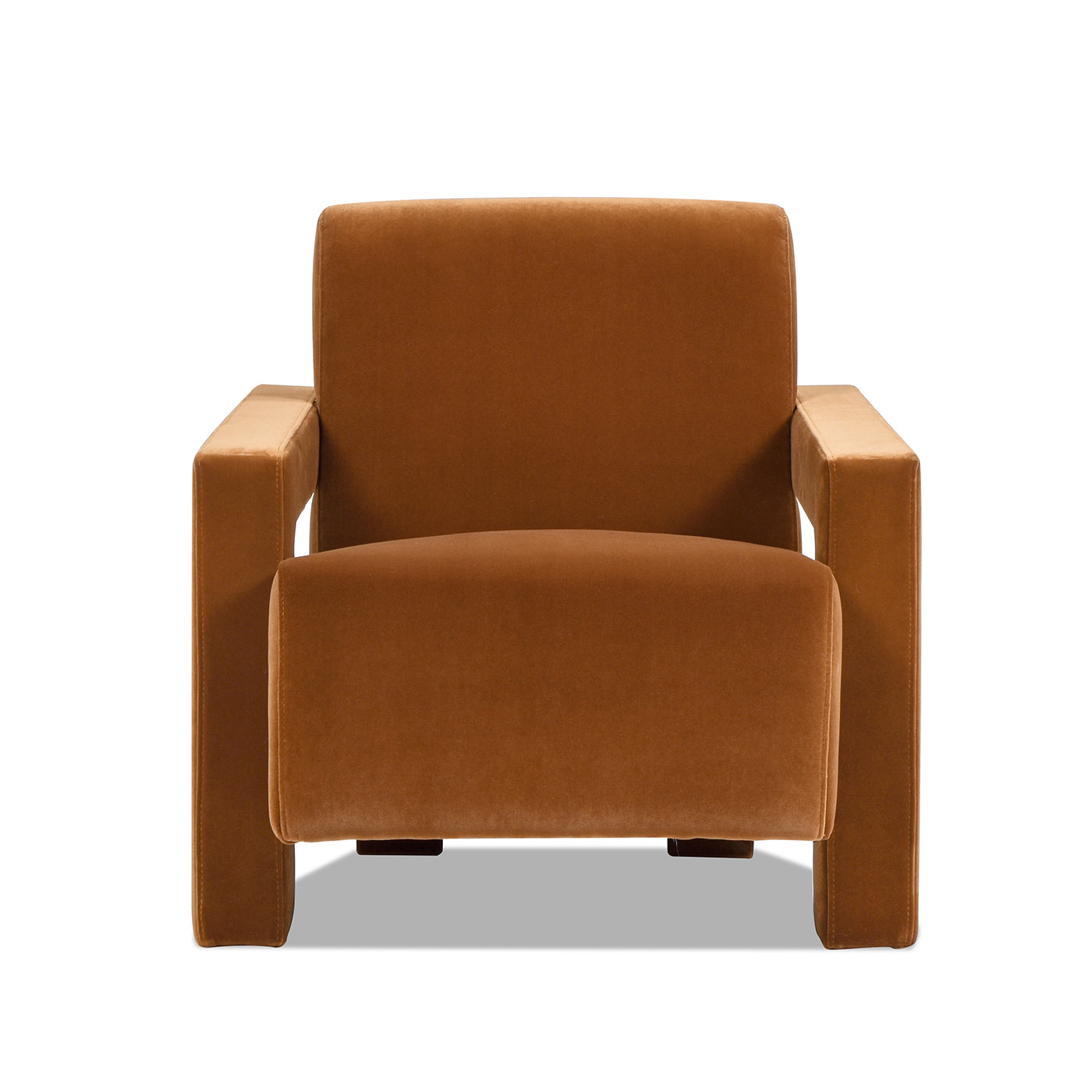 Ethan 28.5" Fully Upholstered Accent Arm Chair, Burnt Orange Performance Velvet Burnt Orange Foam Velvet