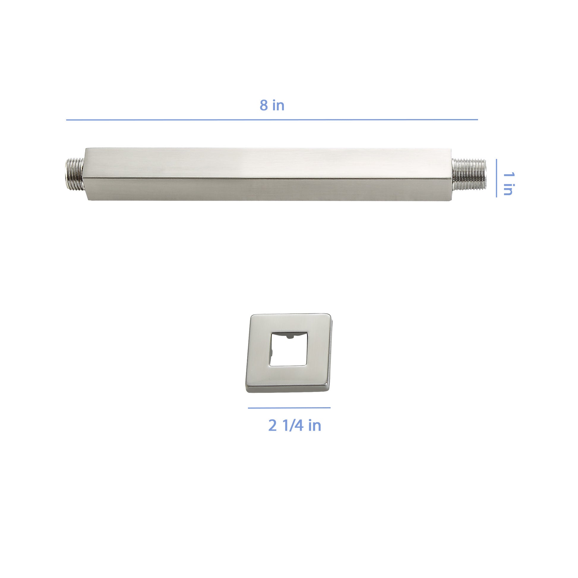 8" Ceiling Mounted Shower Arm With Flange, Brushed Nickel Brushed Nickel Stainless Steel