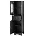 Tall Bathroom Cabinet, Freestanding Storage Cabinet With Drawer And Doors, Mdf Board, Acrylic Door, Adjustable Shelf, Black Black Mdf