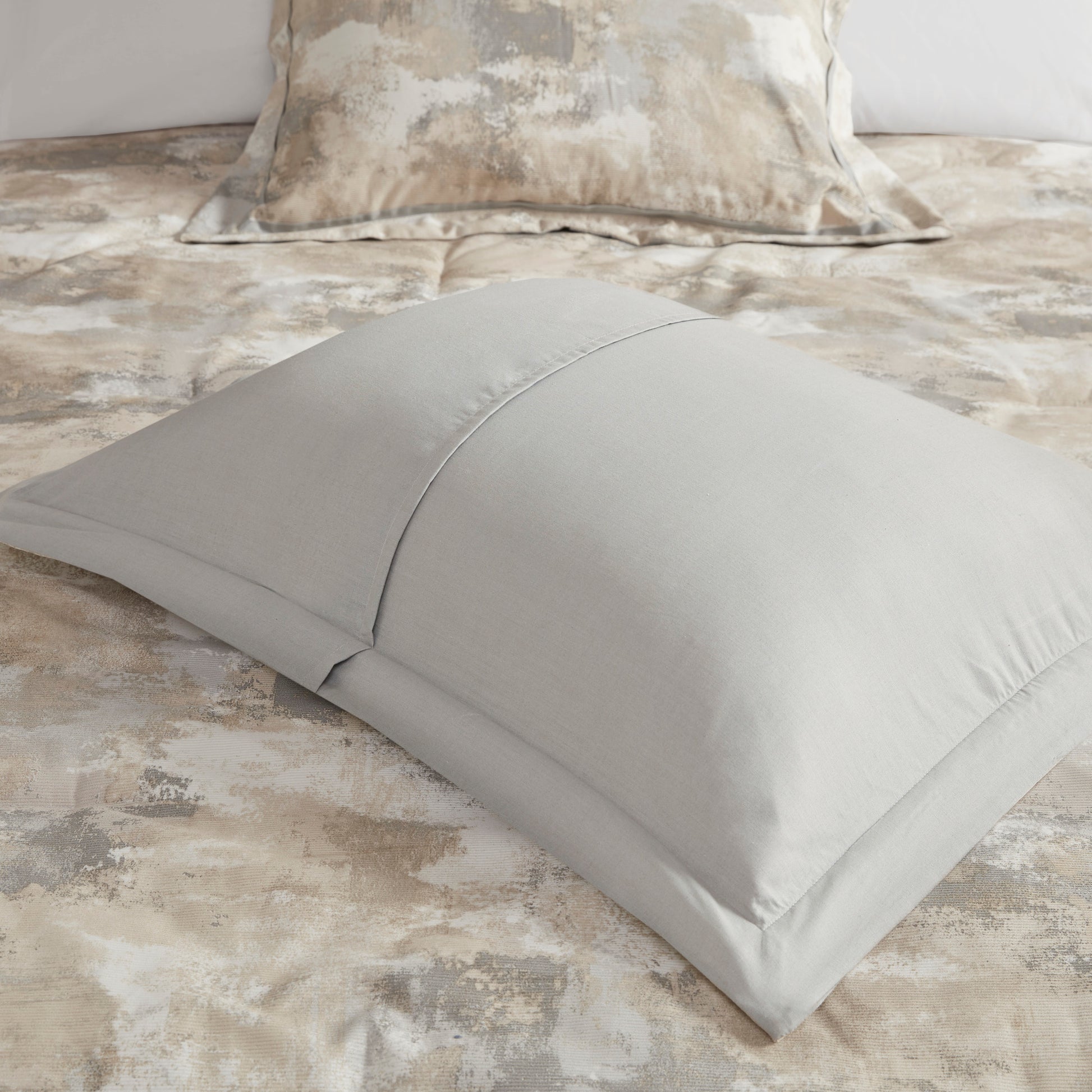 7 Piece Textured Cotton Blend Comforter Set Gray Cal King California King Multicolor Polyester