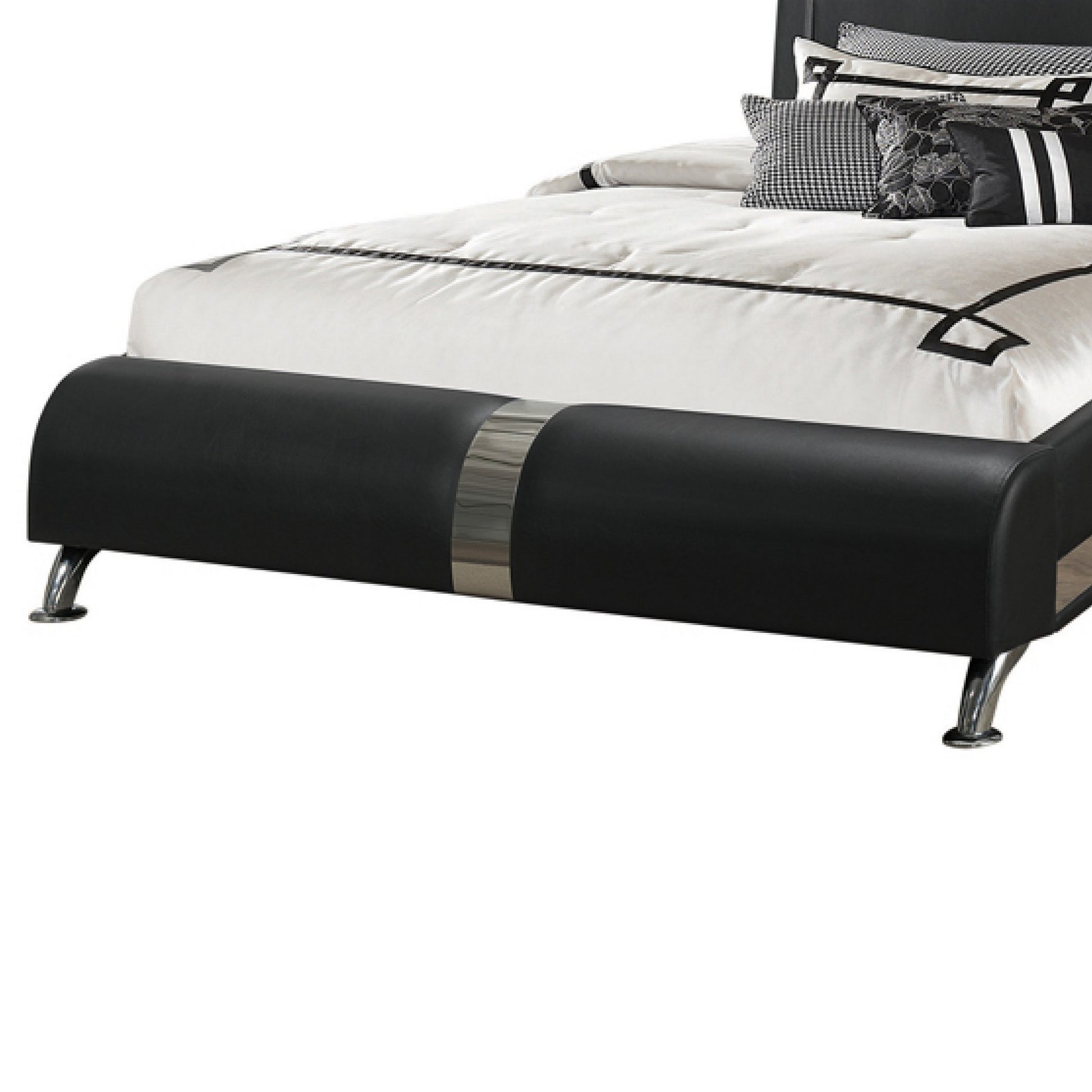 Modern Upholstered Queen Size Bed, Black Queen Black Rubber Wood