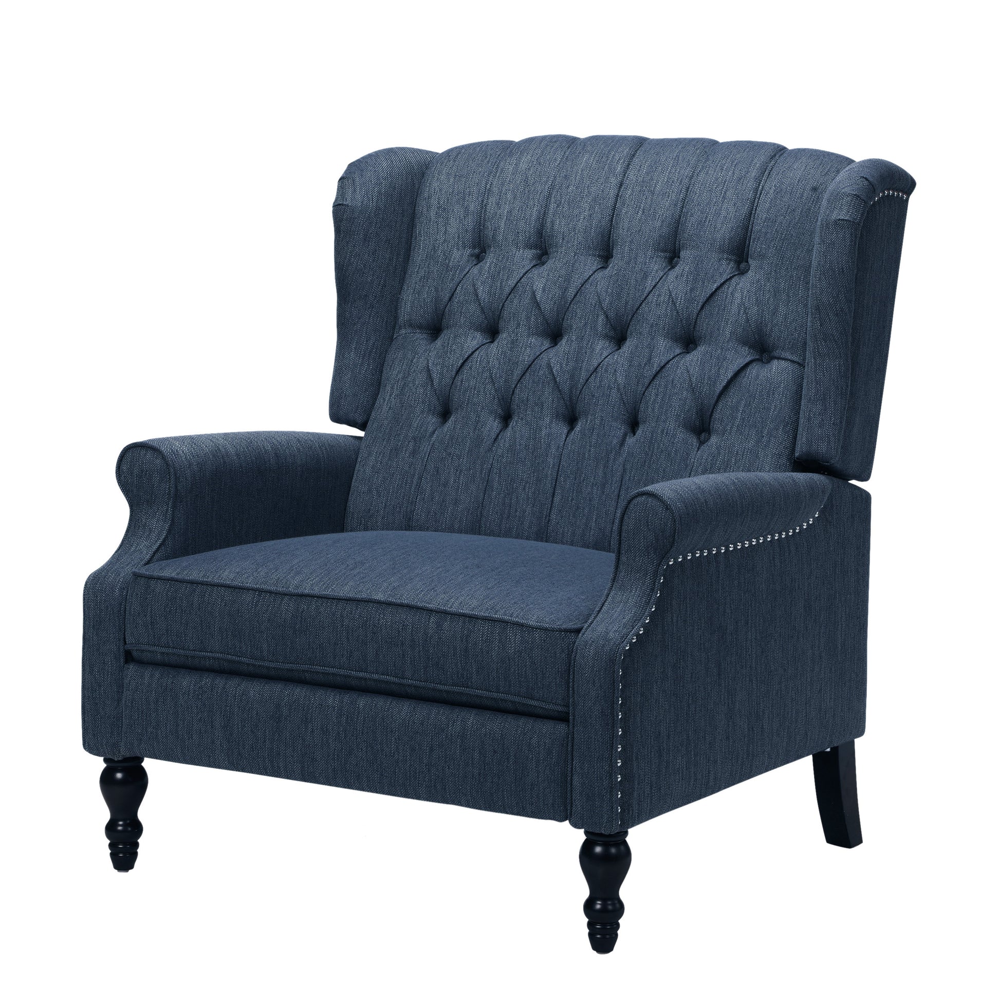 One And Half Seater Recliner Navy Blue Fabric