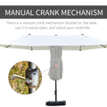 Outsunny Patio Umbrella 15' Steel Rectangular Outdoor Double Sided Market With Base, Sun Protection & Easy Crank For Deck Pool Patio, Beige Beige Steel