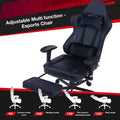 Game Chair, Ergonomiy Designed Computer Chair With Headrest And 2D Armrests, Waist Pillow Electronic Lounge Chair With Vibration Massage Function, Competitive Chair Iron Black Cotton Leather