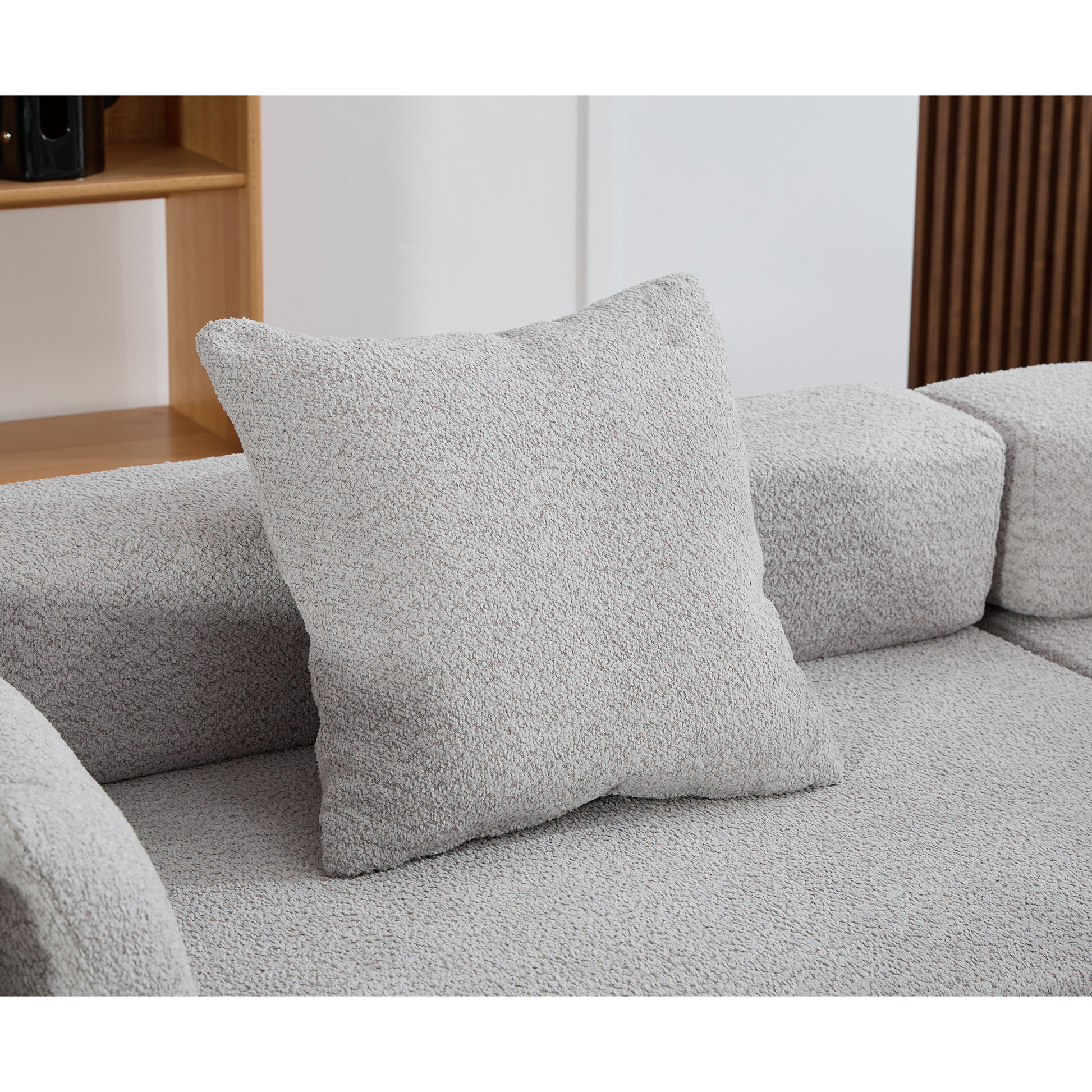 Arrived Oversized Combination Sofa,Curved Sofa,Upholstered 4 Seater Couch For Living Room, Modern Modular 3 Piece Free Combination, Semicircular Modular Sofaboucle, Gray Gray Polyester Primary Living Space Soft Tight Back Modern Square Arms Foam