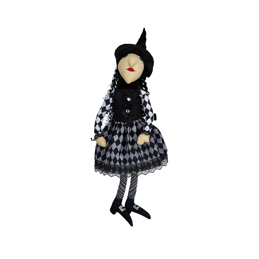21"H Halloween Sitting Witch Decor Black Polyester