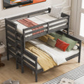 Wood Twin Xl Over Queen Bunk Bed With Ladder, Gray Twin Xl Box Spring Not Required Gray Wood Bedroom Bunk Solid Wood Mdf