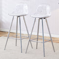 Modern And Comfortable Upholstered Bar Chairs, Metal Legs, Small Size Bar Chairs, Suitable For Part Of The Crowd, Stylish Design For Dining Room, Kitchen, Terrace And Living Room Chairs. White