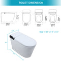 Smart Toilet With Bidet Built In, Auto Open & Close, Elongated Heated Seat, Foot Sensor Flush, Led Display, Warm Water Wash, Dryer, Night Light White Ceramic