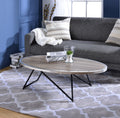 Allis Weathered Gray Oak & Metal Finish Coffee Table Black,Oak Metal,Synthetic Wood