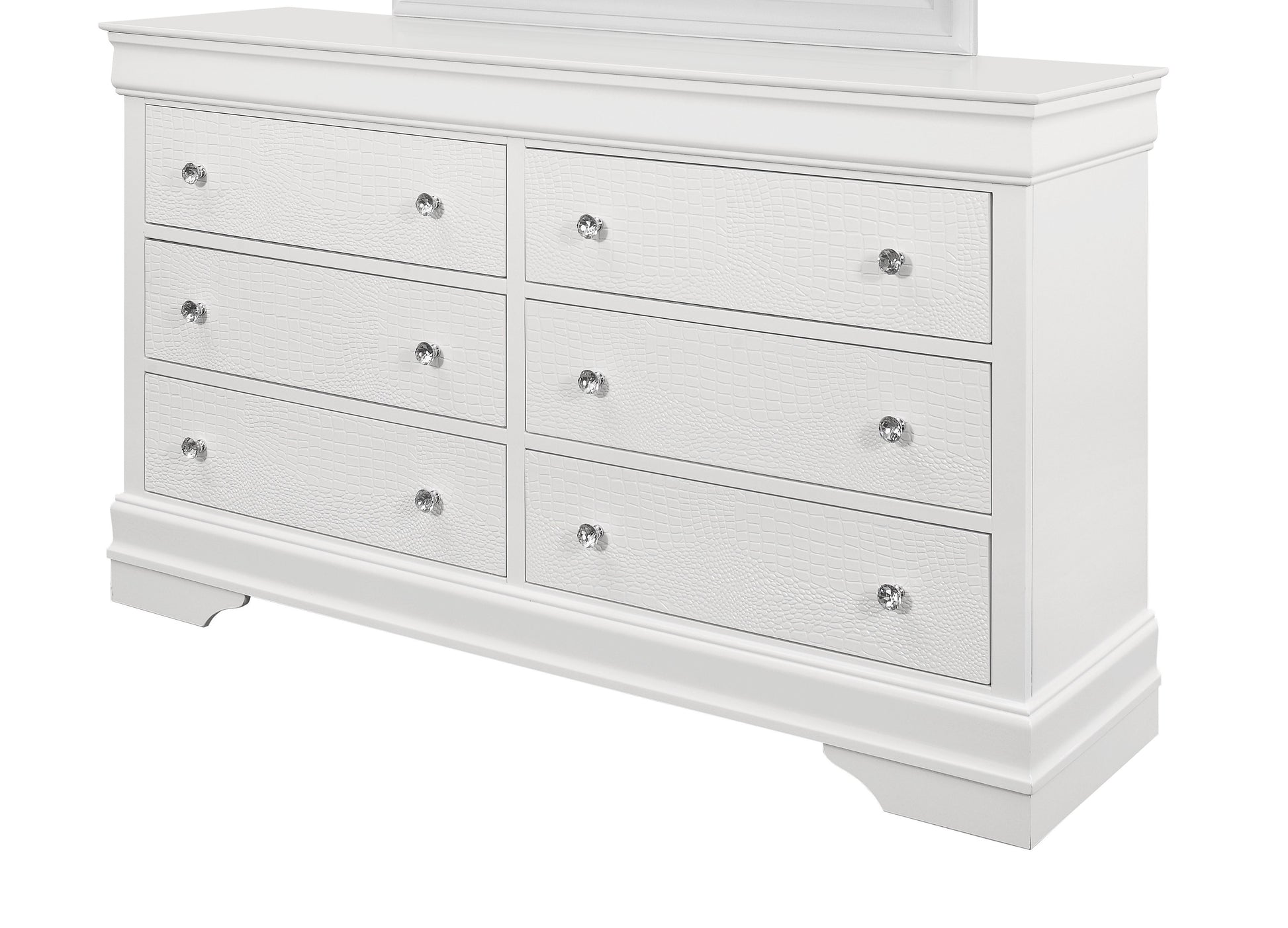 Shaker Crocodile Metallic White Dresser White Solid Wood Mdf