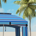 Outsunny 5.8' X 5.8' Portable Beach Umbrella With Double Top, Ruffled Outdoor Cabana With Walls, Vents, Sandbags, Carry Bag, Blue Stripe Multicolor Polyester