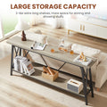 70.9 Inch Extra Long Sofa Table, Console Behind Sofa, Entryway Table With 2 Tier Storage Shelves For Hallways, Living Rooms,Foyers,Entryways,Banquet Rooms,Rustic Gray And Black, 70.9 L X 11.8
