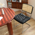 Dining Chairs Set Of 2, Fauex Leather Rattan Side Accent Chairs With Chrome Legs, Modern Mid Century Breuer Designed Chairs, Upholstered Dining Living Room Kitchen Chairs Black 2Pcs Black Faux