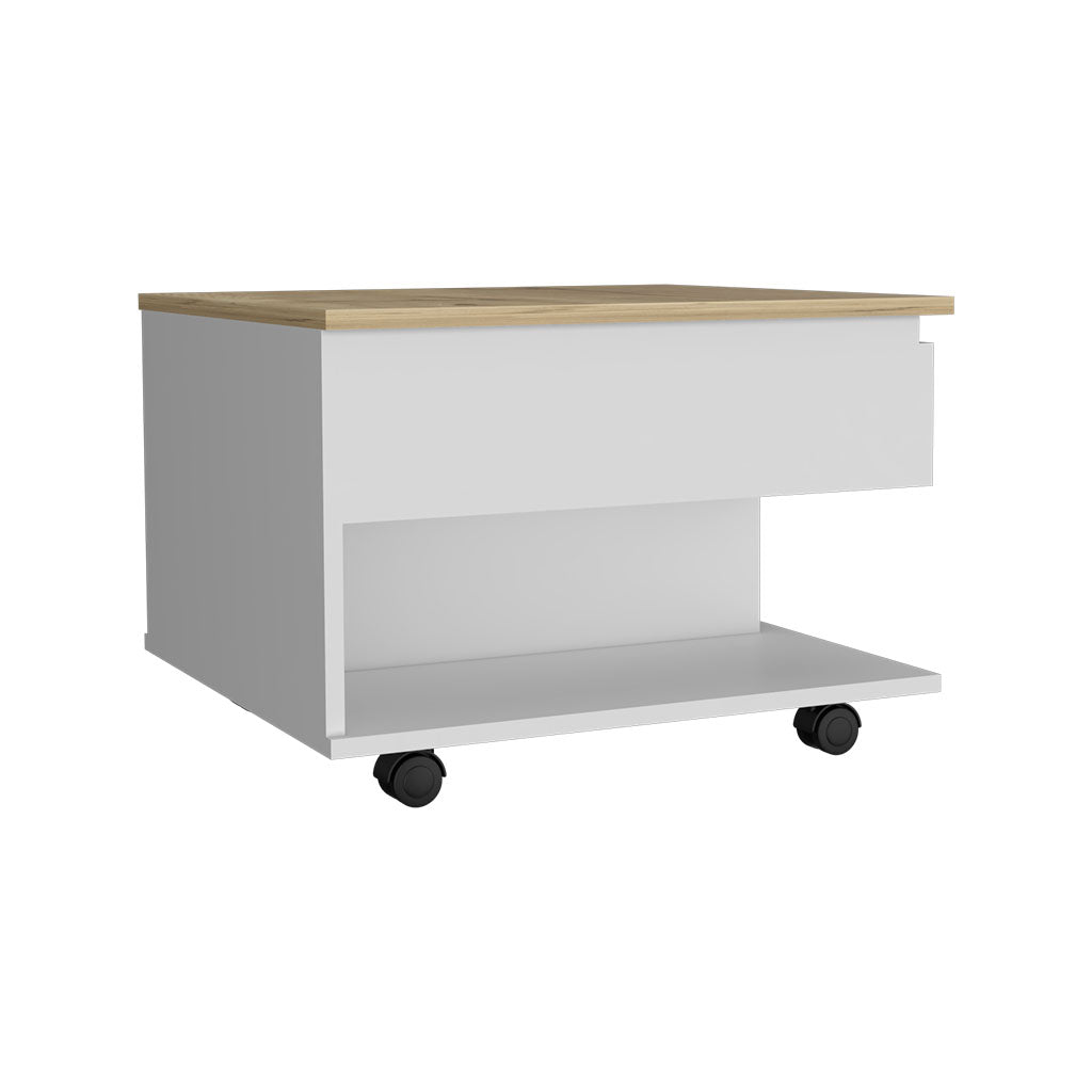 Luanda Lift Top Coffee Table, Casters, One Shelf Multicolor Desk Top Primary Living Space Modern Freestanding Rectangular Coffee & End Tables Rectangular Particle Board Engineered Wood