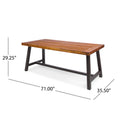 Carlie Outdoor Sandblast Finished Dining Table With Rustic Metal Finished Iron Legs Brown Acacia Wood