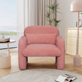 Stylish And Minimalist Teddy Fleece Single Sofa Chair With Arms And Pillow, Armchair, Accent Chair For Living Room, Bedroom, Study,Pink Pink Teddy