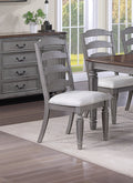 Light Grey Contemporary Style Side Chairs Set Of 2Pc Wooden Frame Ladder Back Design Dining Room Furniture Light Grey Dining Room Foam Classic,Contemporary,Modern Dining Chairs Rubberwood Ladder