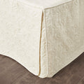 3 Piece Split Corner Pleated Quilted Bedspread Cream Queen Cream Polyester