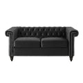 Seat Sofa Black Wood Primary Living Space Tufted Back American Traditional Rolled Arms Foam Velvet