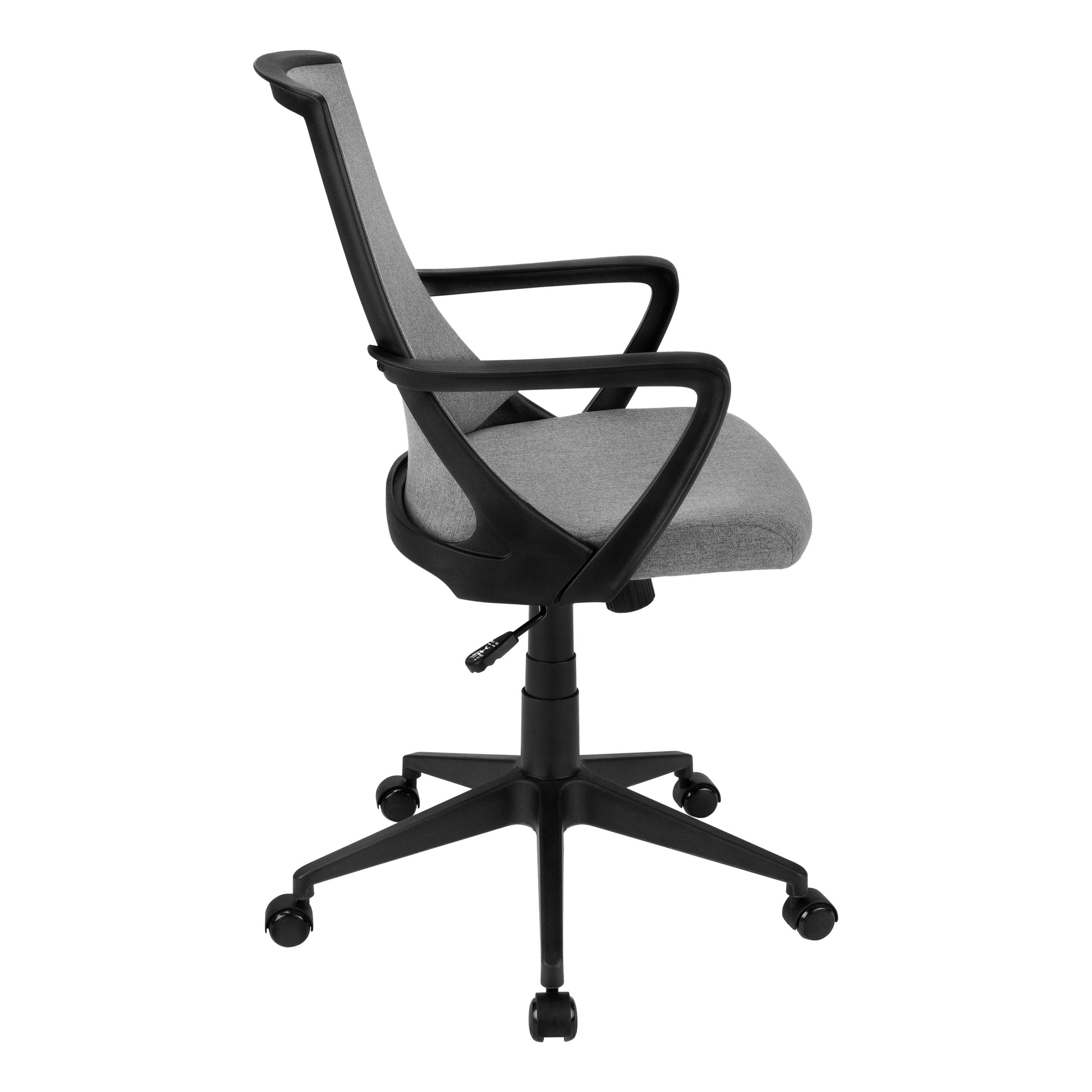 Office Chair, Adjustable Height, Swivel, Ergonomic, Armrests, Computer Desk, Work, Grey Mesh, Black Metal, Contemporary, Modern Black Foam Polyester