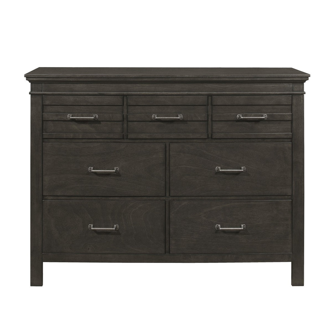 1Pc Charcoal Gray Finish 7 Drawers Dresser Transitional Style Wooden Bedroom Furniture Charcoal Grey Bedroom Transitional Wood