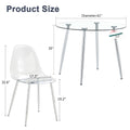 Table And Chair Set.A Modern Minimalist Round Dining Table With Transparent Tempered Glass Top And Silver Metal Legs,Paired With 4 Multiple Transparent High Quality Pet Dining Chairs With Silver Legs. Silver,Transparent Seats 4 Glass Metal